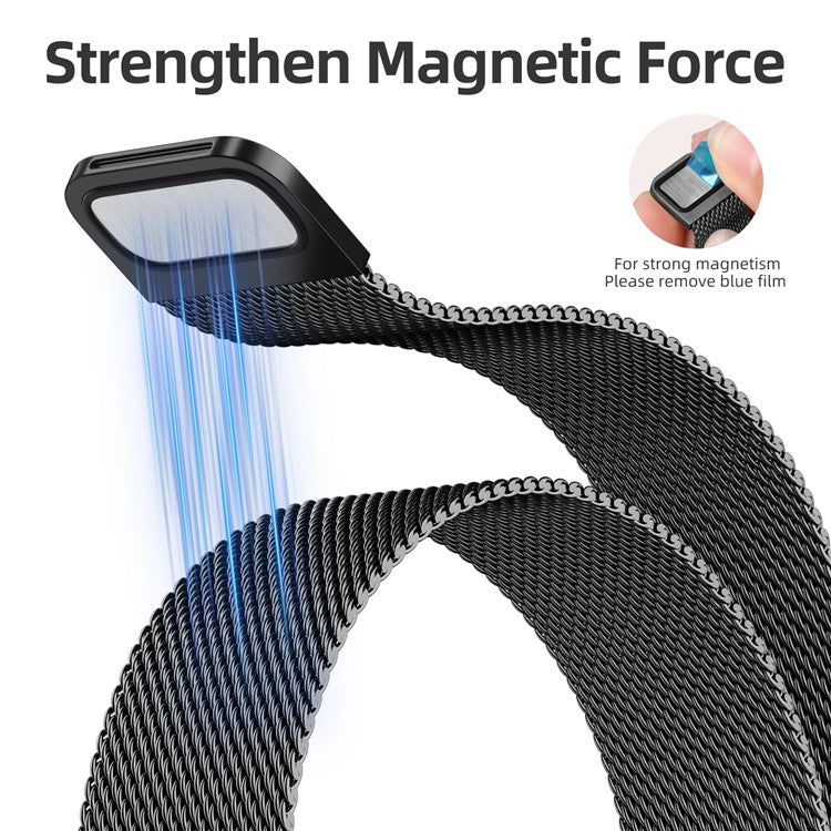 Watch Band For Apple Watch Series 10 Ultra 9 8 7 SE 6 5 4 3 2 1 46mm 49mm 45mm 44mm 42mm Magnetic Clasp Stainless Steel Strip - Black