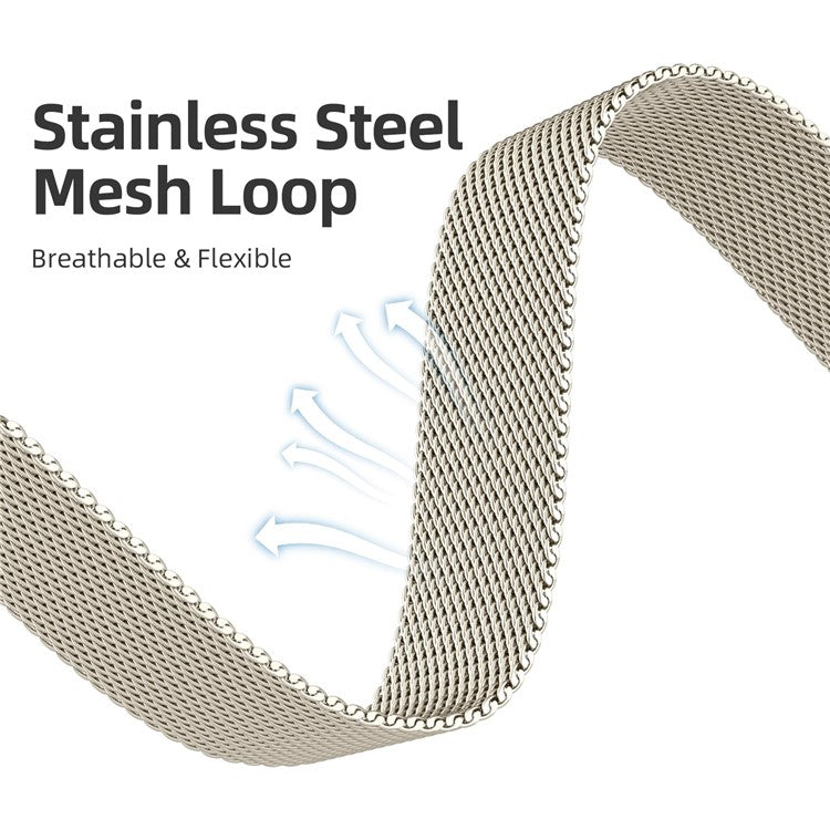 Watch Band For Apple Watch Series 10 Ultra 9 8 7 SE 6 5 4 3 2 1 46mm 49mm 45mm 44mm 42mm Magnetic Clasp Stainless Steel Strip - Starlight