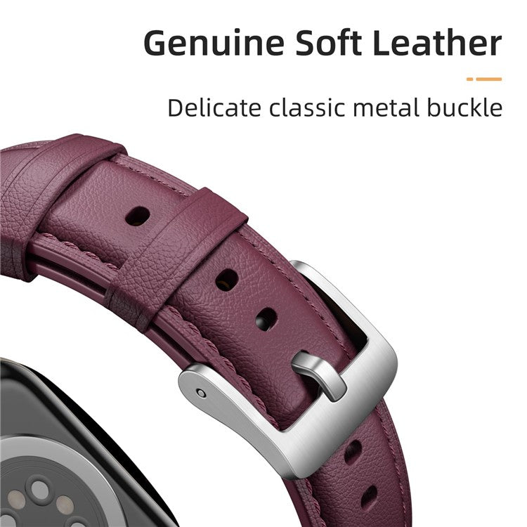 Leather Band For Apple Watch Series 10 9 8 7 SE 6 5 4 3 2 1 42mm 41mm 40mm 38mm Pointed Tail Strap Silver Buckle - Wine Red