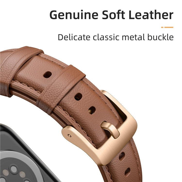 Leather Band For Apple Watch Series 10 9 8 7 SE 6 5 4 3 2 1 42mm 41mm 40mm 38mm Pointed Tail Strap Electroplated Buckle - Brown / Rose Gold