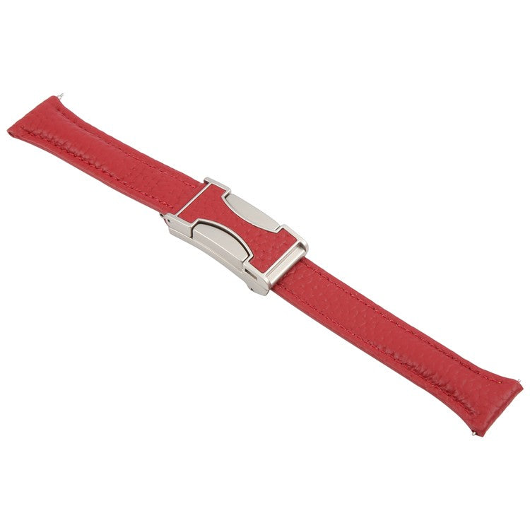 22mm Genuine Cow Leather Strap for Huawei Watch GT 5 Pro 46mm / GT 5 46mm / GT 4 46mm Litchi Texture Magnetic Buckle Watch Band - Red