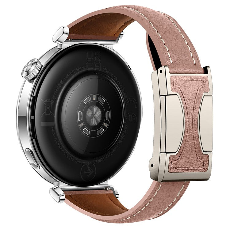 18mm Genuine Cow Leather Strap for Garmin Venu 3S / Forerunner 265S / Forerunner 255S Flat Texture Magnetic Buckle Watch Band - Smoky Purple