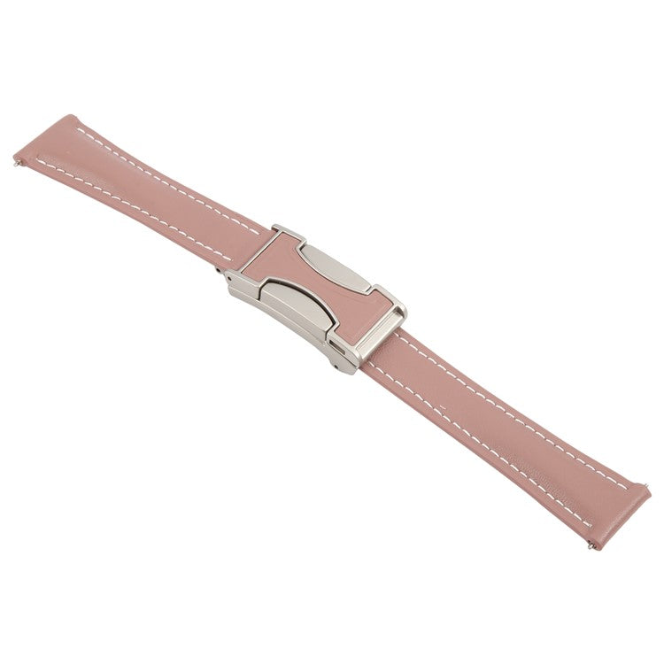 18mm Genuine Cow Leather Strap for Garmin Venu 3S / Forerunner 265S / Forerunner 255S Flat Texture Magnetic Buckle Watch Band - Smoky Purple