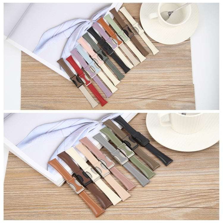 22mm Genuine Cow Leather Strap for Huawei Watch GT 5 Pro 46mm / GT 5 46mm / GT 4 46mm Flat Texture Magnetic Buckle Watch Band - Apricot