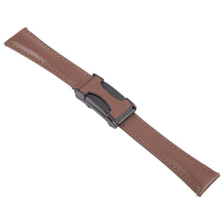 22mm Genuine Cow Leather Strap for Huawei Watch GT 5 Pro 46mm / GT 5 46mm / GT 4 46mm Flat Texture Magnetic Buckle Watch Band - Dark Coffee
