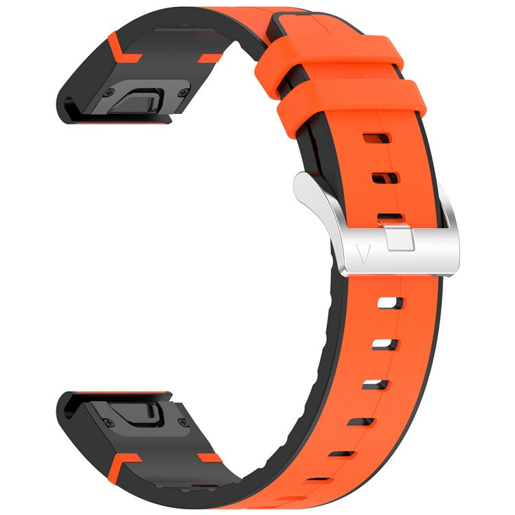 26mm Watch Band For Garmin Enduro 3 / Fenix 8 51mm / Instinct 2X Leather Coated Silicone Adjustable Length Strap - Orange
