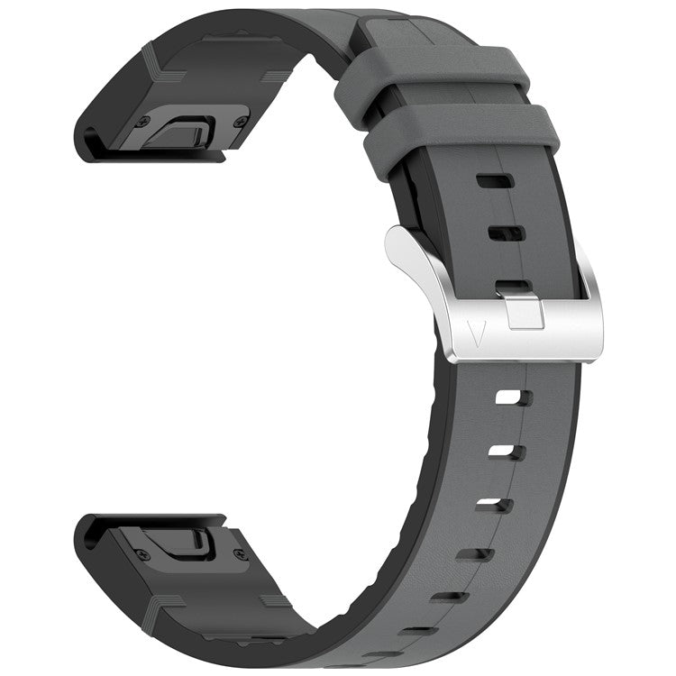 26mm Watch Band For Garmin Enduro 3 / Fenix 8 51mm / Instinct 2X Leather Coated Silicone Adjustable Length Strap - Grey