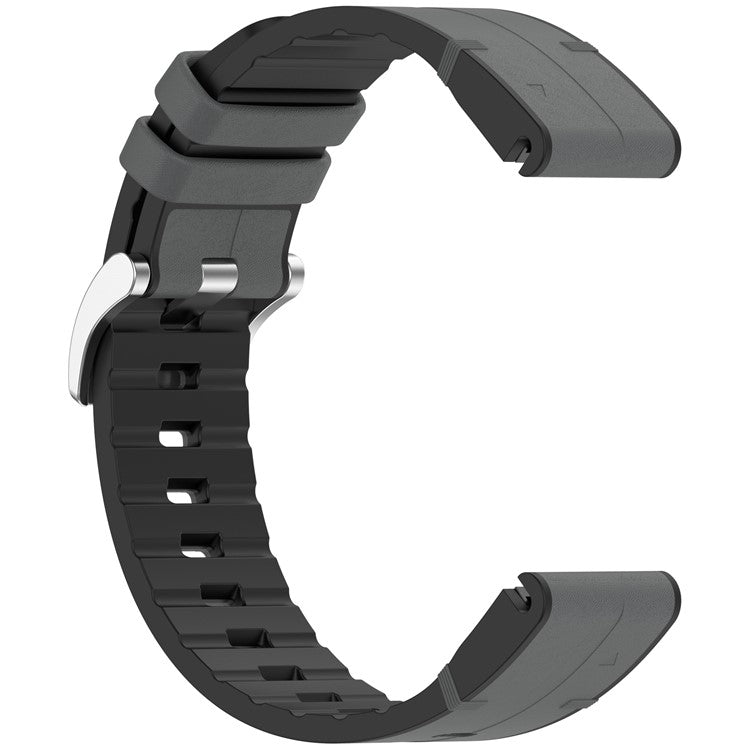 26mm Watch Band For Garmin Enduro 3 / Fenix 8 51mm / Instinct 2X Leather Coated Silicone Adjustable Length Strap - Grey