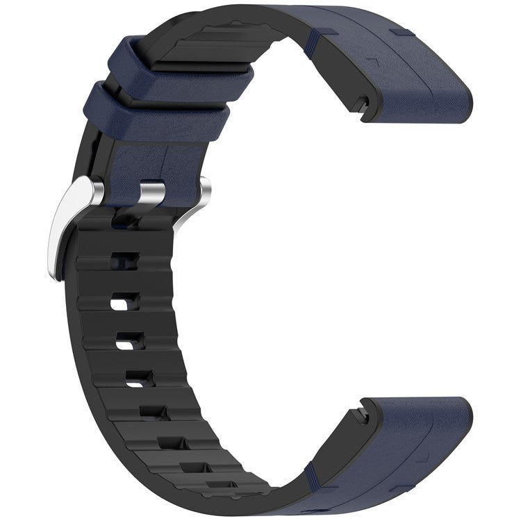 26mm Watch Band For Garmin Enduro 3 / Fenix 8 51mm / Instinct 2X Leather Coated Silicone Adjustable Length Strap - Dark Blue