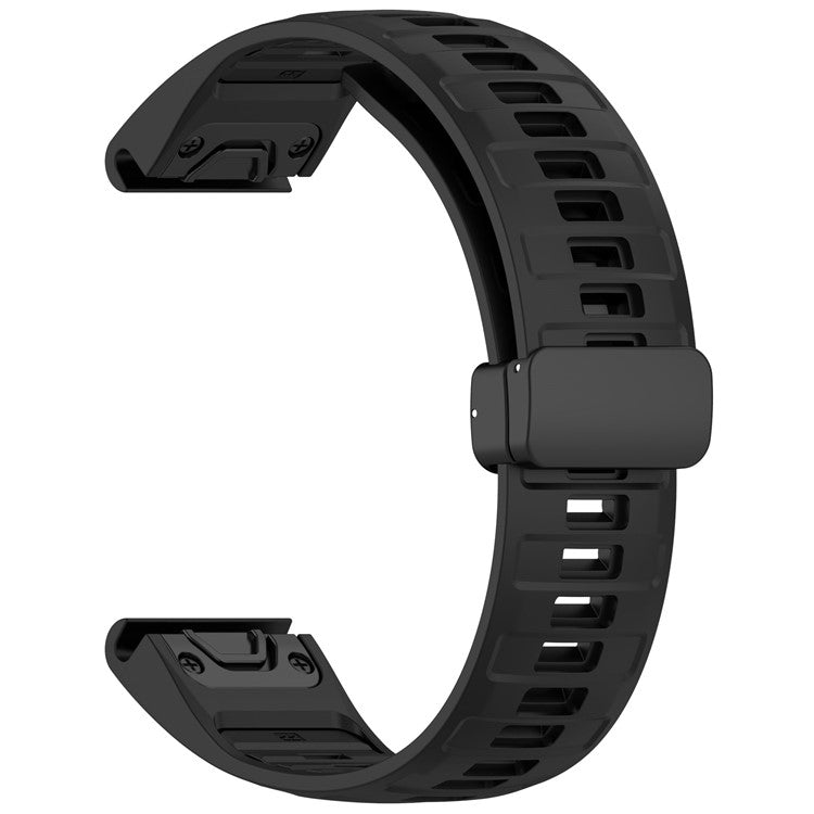 22mm Watch Band For Garmin Fenix 8 47mm / Fenix E 47mm / Quatix 7 Pro Breathable Silicone Strap with Magnetic Folding Clasp - Black