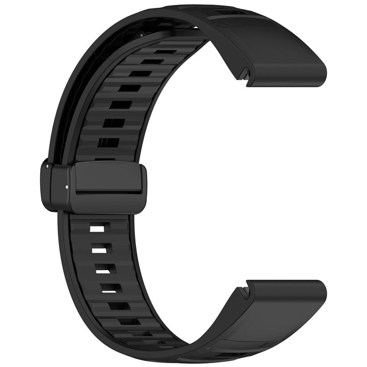 22mm Watch Band For Garmin Fenix 8 47mm / Fenix E 47mm / Quatix 7 Pro Breathable Silicone Strap with Magnetic Folding Clasp - Black