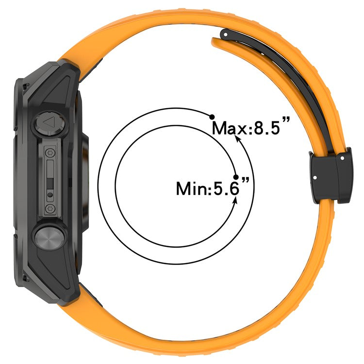 20mm Watch Band For Garmin Fenix 8 43mm / Descent MK3i / Fenix 7S Breathable Silicone Strap with Magnetic Folding Clasp - Black+Orange