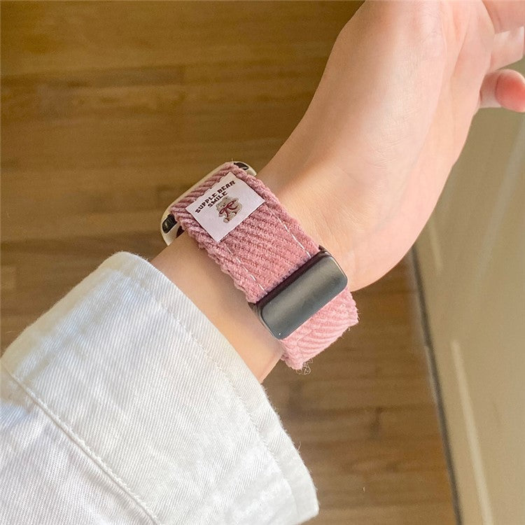 Corduroy Watch Band For Apple Watch Series 10 Ultra 9 8 7 SE 6 5 4 3 2 1 46mm 49mm 45mm 44mm 42mm Magnetic Clasp Wrist Strap - Plum