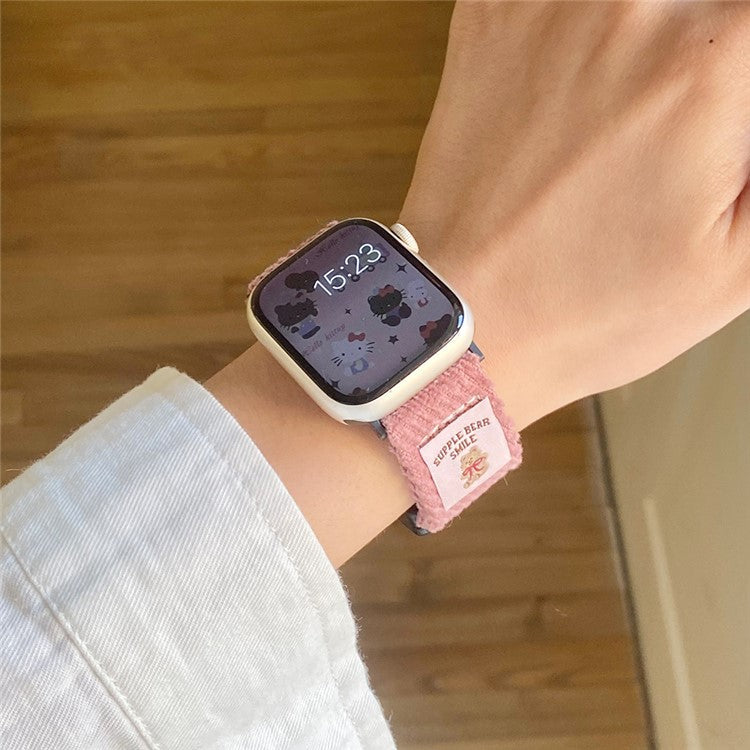 Corduroy Watch Band For Apple Watch Series 10 Ultra 9 8 7 SE 6 5 4 3 2 1 46mm 49mm 45mm 44mm 42mm Magnetic Clasp Wrist Strap - Plum