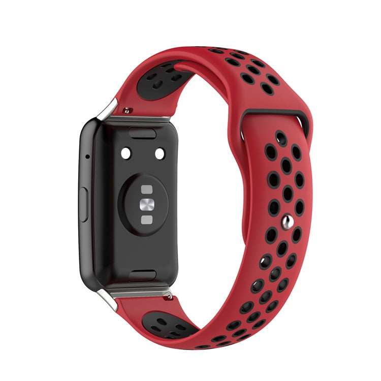 Dual Color Silicone Sport Watch Band Replacement Wrist Strap for Huawei Watch Fit TIA-B09 - Red/Black