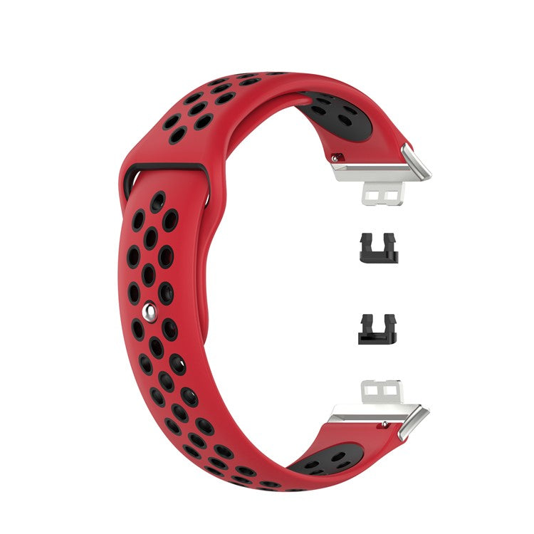 Dual Color Silicone Sport Watch Band Replacement Wrist Strap for Huawei Watch Fit TIA-B09 - Red/Black