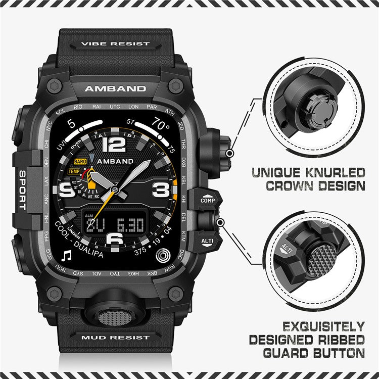 AMBAND For Apple Watch Ultra 49mm Bump Proof TPU Watch Strap with Integrated Watch Case - Black