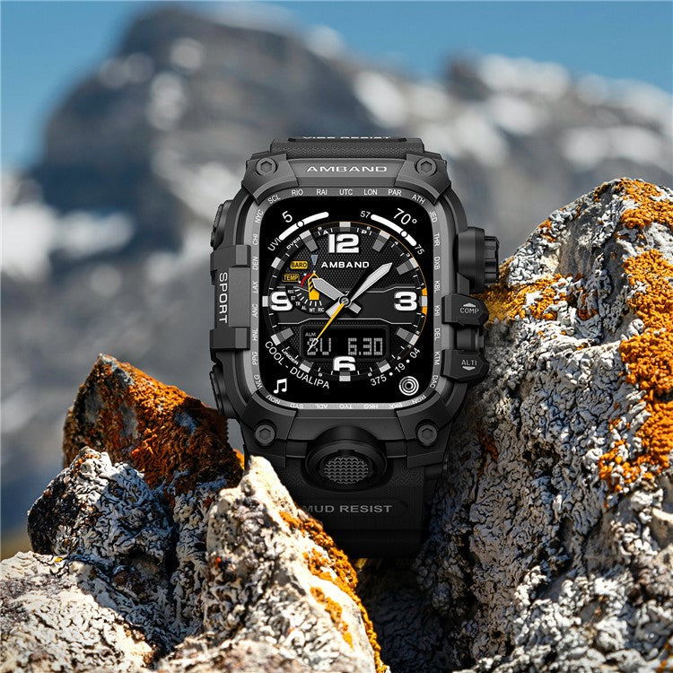 AMBAND For Apple Watch Ultra 49mm Bump Proof TPU Watch Strap with Integrated Watch Case - Black