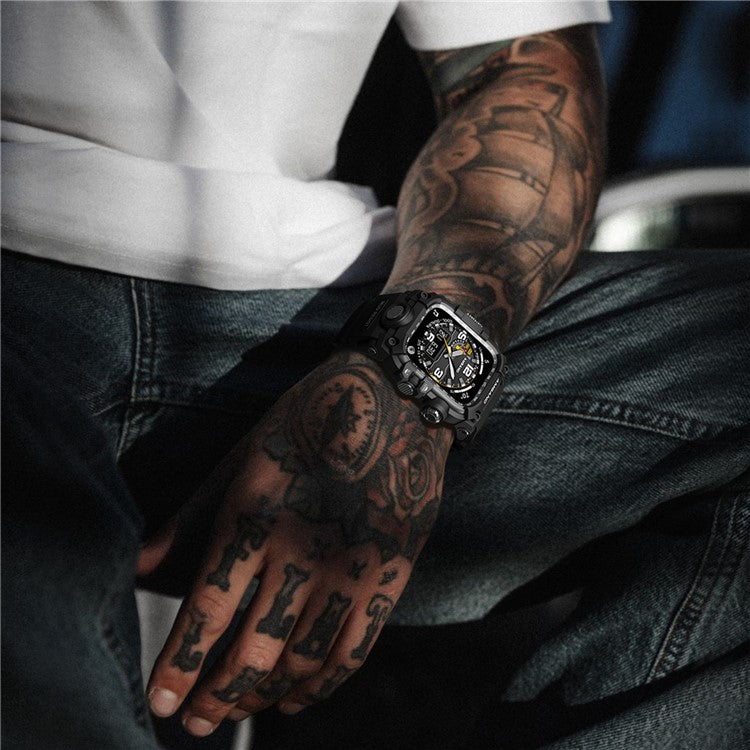 AMBAND For Apple Watch Ultra 49mm Bump Proof TPU Watch Strap with Integrated Watch Case - Black