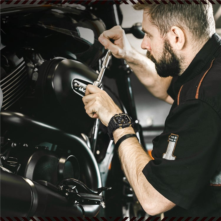 AMBAND Watch Band for Apple Watch Series 9 / 8 / 7 45mm Bump Proof TPU Strap with Integrated Watch Case - Black / Gold