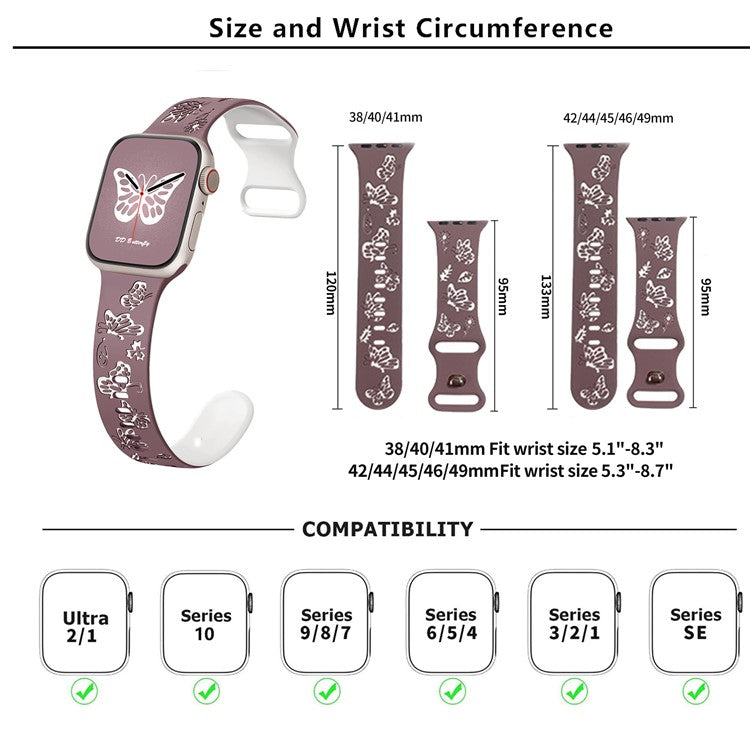 KALEBOL Dual Color Silicone Strap for Apple Watch Series 10 9 8 7 SE 6 5 4 3 2 1 42mm 41mm 40mm 38mm Butterfly Buckle Watchband - White + Blue