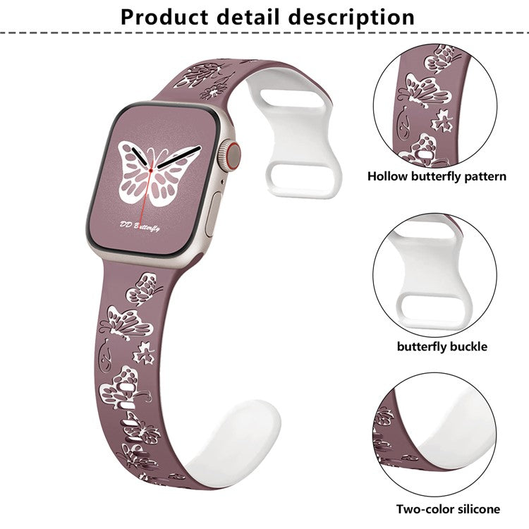 KALEBOL Dual Color Silicone Strap for Apple Watch Series 10 9 8 7 SE 6 5 4 3 2 1 42mm 41mm 40mm 38mm Butterfly Buckle Watchband - Light Mint + White