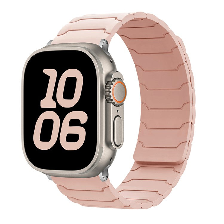KALEBOL Silicone Magnetic Watch Band for Apple Watch Series 10 9 8 7 SE 6 5 4 3 2 1 42mm 41mm 40mm 38mm Armor Warrior Strap - Pink