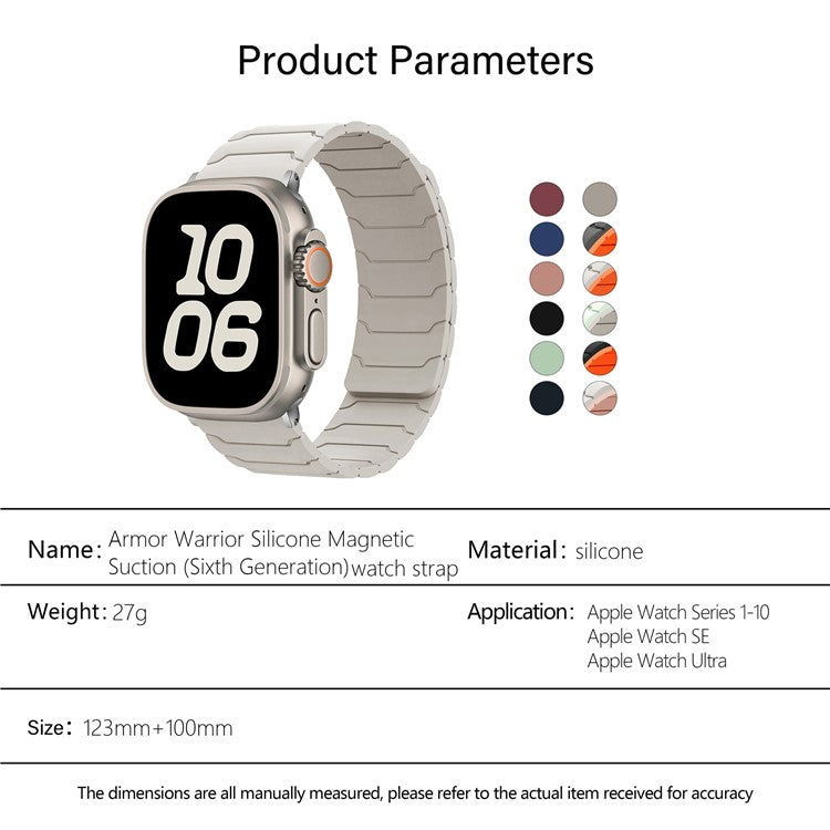 KALEBOL Silicone Magnetic Watch Band for Apple Watch Series 10 9 8 7 SE 6 5 4 3 2 1 42mm 41mm 40mm 38mm Armor Warrior Strap - Pink