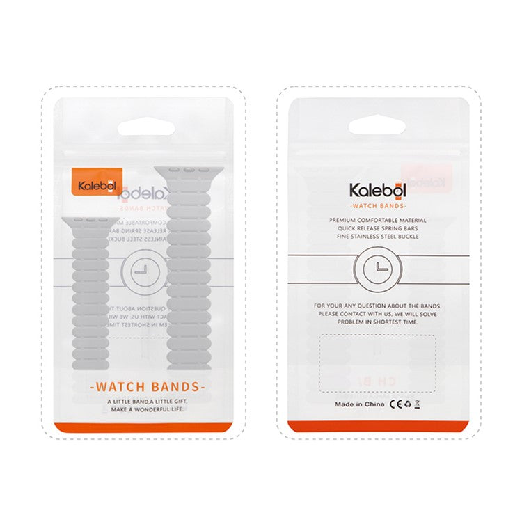 KALEBOL Magnetic Silicone Band for Apple Watch Series 10 Ultra 9 8 7 SE 6 5 4 3 2 1 46mm 49mm 45mm 44mm 42mm Bamboo Joint Strap - Grey + Orange