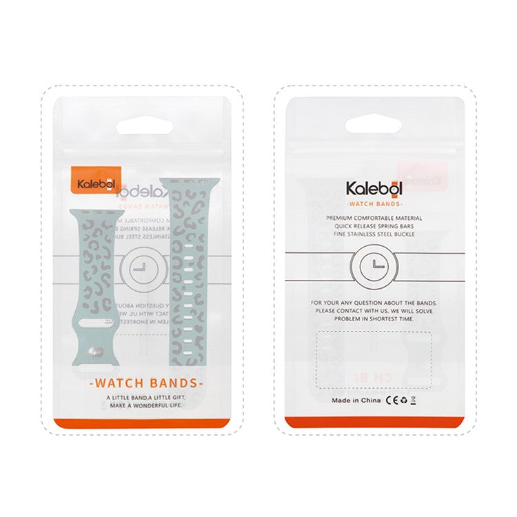 KALEBOL Leopard Silicone Band for Apple Watch Series 10 9 8 7 SE 6 5 4 3 2 1 42mm 41mm 40mm 38mm Dual Color Strap - Black + Blue