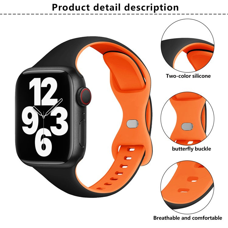 KALEBOL Silicone Strap for Apple Watch Series 10 9 8 7 SE 6 5 4 3 2 1 42mm 41mm 40mm 38mm Butterfly Buckle Watch Band - Pink + Rose Grey