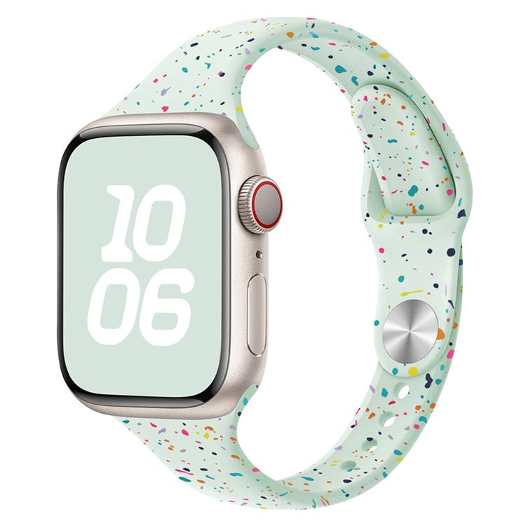 KALEBOL Silicone Watch Strap for Apple Watch Series 10 9 8 7 SE 6 5 4 3 2 1 42mm 41mm 40mm 38mm Colorful Flakes Band - Soft Mint