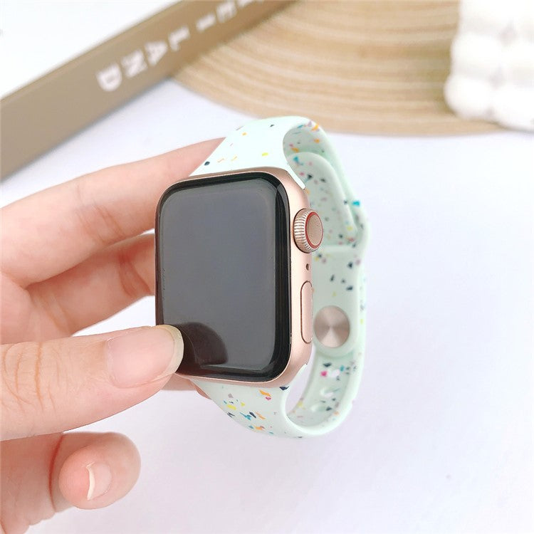 KALEBOL Silicone Watch Strap for Apple Watch Series 10 9 8 7 SE 6 5 4 3 2 1 42mm 41mm 40mm 38mm Colorful Flakes Band - Soft Mint