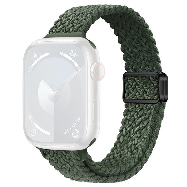 KALEBOL Braided Watch Strap For Apple Watch Series 10 Ultra 9 8 7 SE 6 5 4 3 2 1 46mm 49mm 45mm 44mm Magnetic Nylon Wristbands - Dark Olive Green