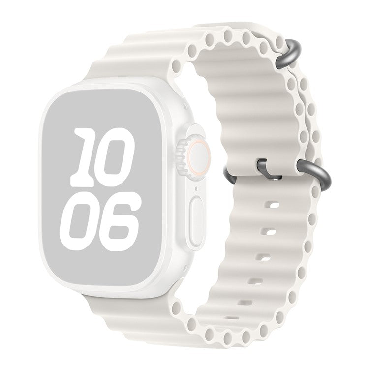 KALEBOL Ocean Silicone Band For Apple Watch Series 10 9 8 7 SE 6 5 4 3 2 1 42mm 41mm 40mm 38mm Breathable Soft Watch Strap - White