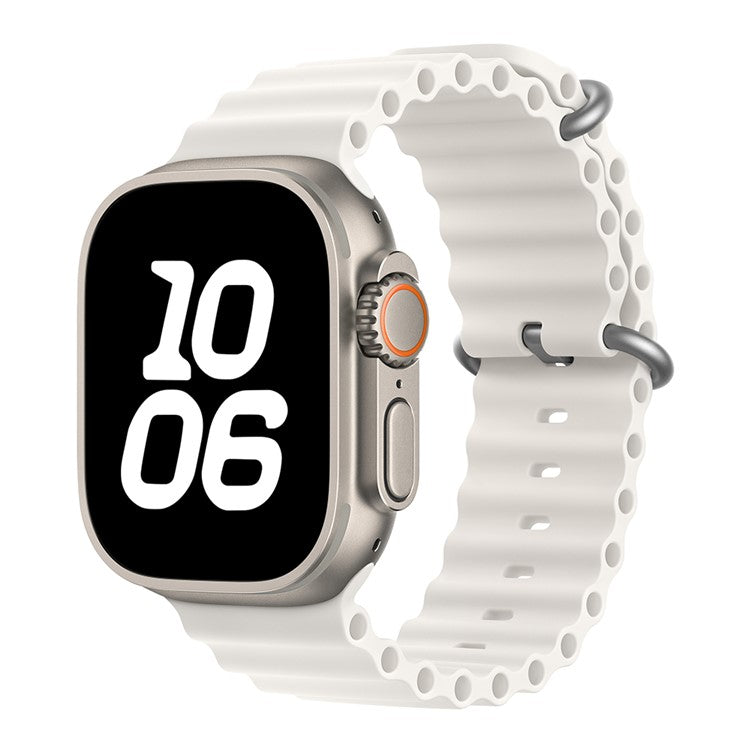 KALEBOL Ocean Silicone Band For Apple Watch Series 10 9 8 7 SE 6 5 4 3 2 1 42mm 41mm 40mm 38mm Breathable Soft Watch Strap - White