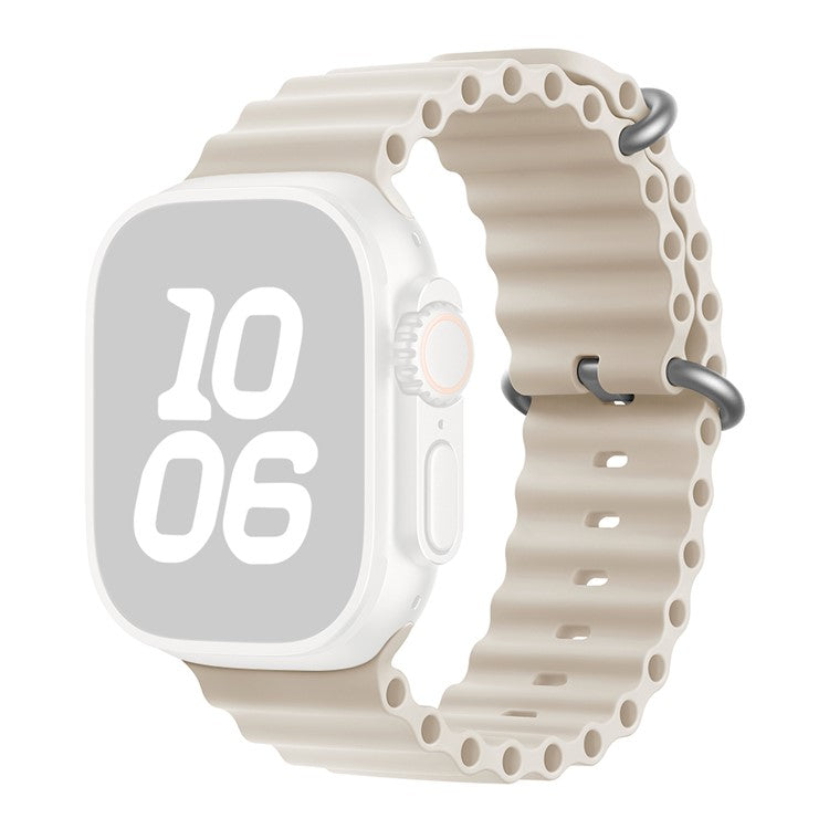 KALEBOL Ocean Silicone Band For Apple Watch Series 10 Ultra 9 8 7 SE 6 5 4 3 2 1 46mm 49mm 45mm 44mm 42mm Breathable Soft Watch Strap - Starlight