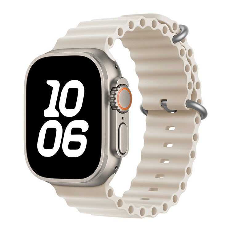 KALEBOL Ocean Silicone Band For Apple Watch Series 10 Ultra 9 8 7 SE 6 5 4 3 2 1 46mm 49mm 45mm 44mm 42mm Breathable Soft Watch Strap - Starlight