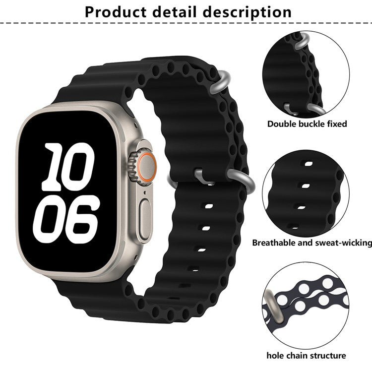 KALEBOL Ocean Silicone Band For Apple Watch Series 10 Ultra 9 8 7 SE 6 5 4 3 2 1 46mm 49mm 45mm 44mm 42mm Breathable Soft Watch Strap - Starlight