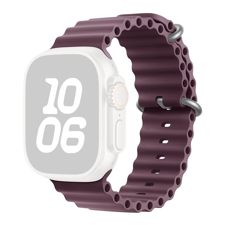 KALEBOL Ocean Silicone Band For Apple Watch Series 10 Ultra 9 8 7 SE 6 5 4 3 2 1 46mm 49mm 45mm 44mm 42mm Breathable Soft Watch Strap - Smoke Purple