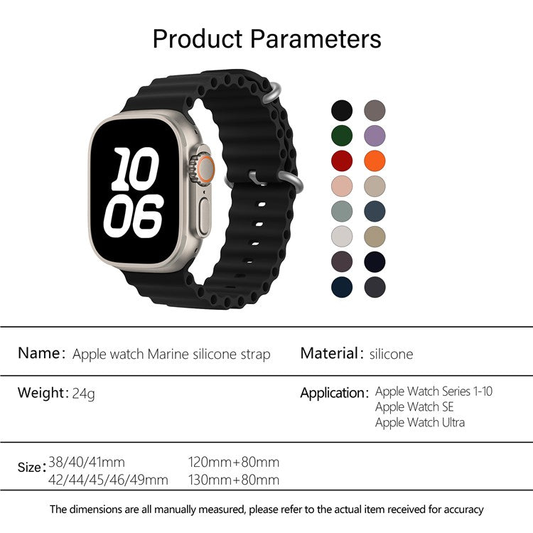 KALEBOL Ocean Silicone Band For Apple Watch Series 10 Ultra 9 8 7 SE 6 5 4 3 2 1 46mm 49mm 45mm 44mm 42mm Breathable Soft Watch Strap - Smoke Purple