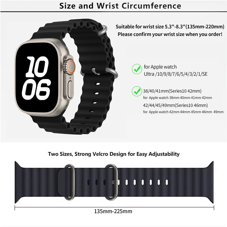 KALEBOL Ocean Silicone Band For Apple Watch Series 10 Ultra 9 8 7 SE 6 5 4 3 2 1 46mm 49mm 45mm 44mm 42mm Breathable Soft Watch Strap - Smoke Purple