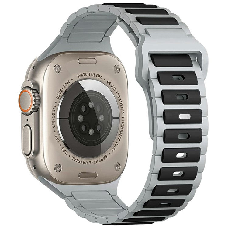 KALEBOL Silicone Watch Strap for Apple Watch Series 10 9 8 7 SE 6 5 4 3 2 1 42mm 41mm 40mm 38mm Dual Color Strap - Black + Grey