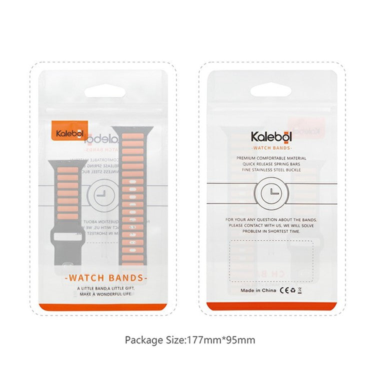 KALEBOL Silicone Watch Strap for Apple Watch Series 10 9 8 7 SE 6 5 4 3 2 1 42mm 41mm 40mm 38mm Dual Color Strap - Black + Grey