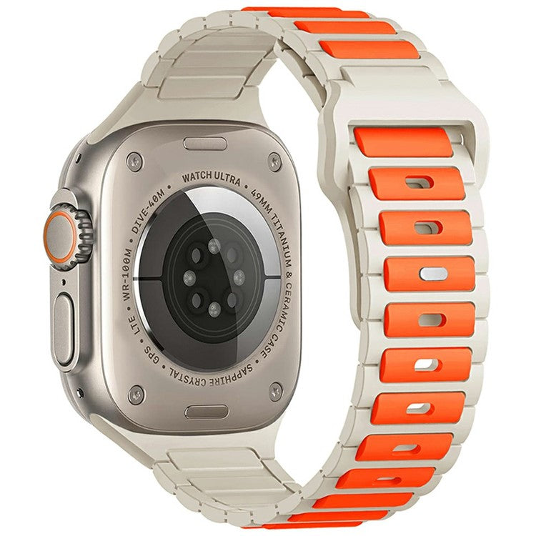 KALEBOL Silicone Watch Strap for Apple Watch Series 10 Ultra 9 8 7 SE 6 5 4 3 2 1 46mm 49mm 45mm 44mm 42mm - Orange + Starlight