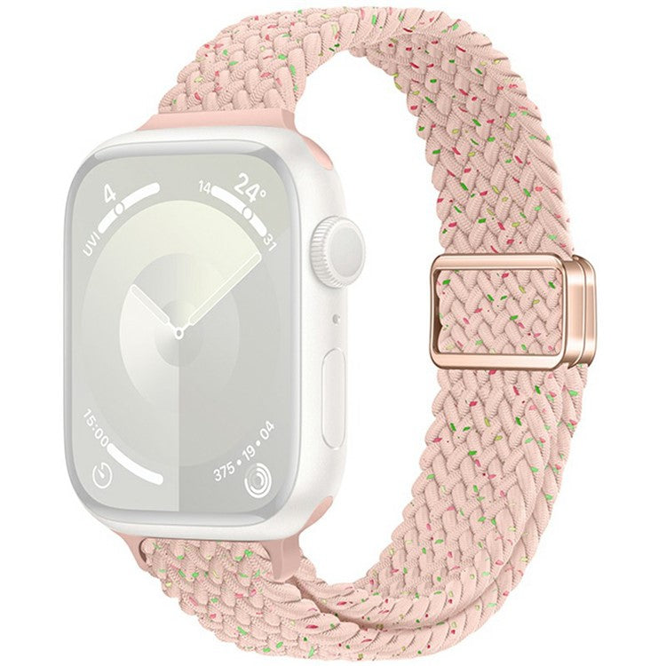 KALEBOL Braided Watch Band for Apple Watch Series 10 Ultra 9 8 7 SE 6 5 4 3 2 1 46mm 49mm 45mm 44mm 42mm Elastic Nylon Strap - Colorful Pink