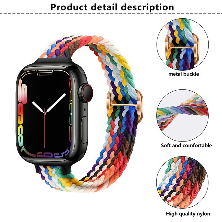 KALEBOL Braided Watch Band for Apple Watch Series 10 Ultra 9 8 7 SE 6 5 4 3 2 1 46mm 49mm 45mm 44mm 42mm Elastic Nylon Strap - Colorful Pink