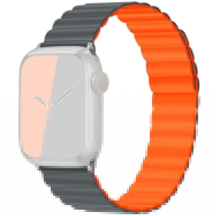 KALEBOL Magnetic Watch Band for Apple Watch Series 10 Ultra 9 8 7 SE 6 5 4 3 2 1 46mm 49mm 45mm 44mm 42mm Silicone Strap - Grey Orange