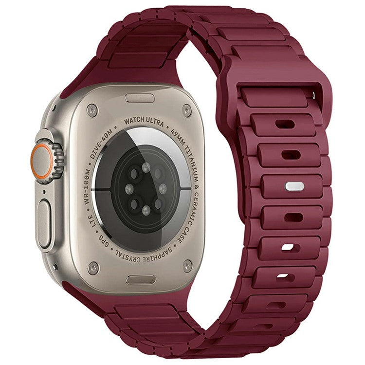 KALEBOL Watch Strap for Apple Watch Series 10 9 8 7 SE 6 5 4 3 2 1 42mm 41mm 40mm 38mm Three Bead Silicone Band - Wine Red