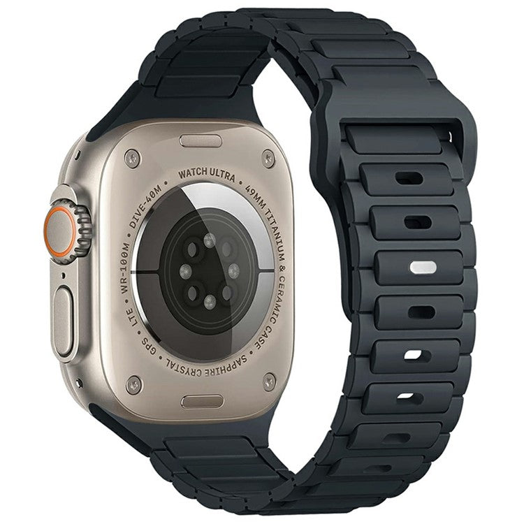 KALEBOL Watch Strap for Apple Watch Series 10 9 8 7 SE 6 5 4 3 2 1 42mm 41mm 40mm 38mm Three Bead Silicone Band - Midnight Blue